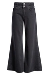 Frame Le Palazzo High Waist Button Fly Crop Wide Leg Jeans In Inkblot