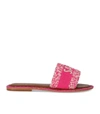 De Siena Shoes Ibiza Beaded Slides In Fucsia