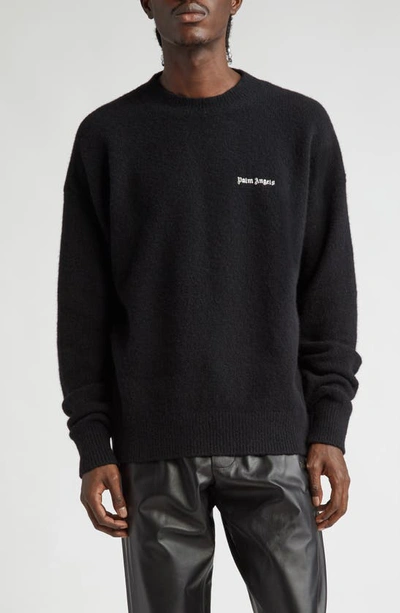 PALM ANGELS PALM ANGELS EMBROIDERED LOGO MERINO WOOL & CASHMERE BLEND SWEATER