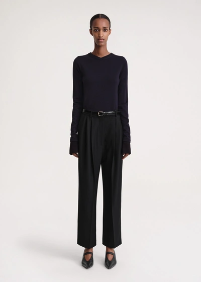 Totême Double-pleated Cropped Trousers Black