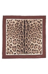 Dolce & Gabbana Dolce&gabbana Leopard Print Square Silk Scarf In Light Brown Print