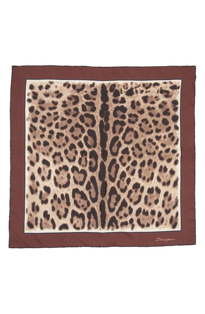 DOLCE & GABBANA LEOPARD PRINT SQUARE SILK SCARF