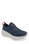 Hoka Unisex Bondi L Road Shoe In Navy In White/bellwether Blue