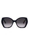 Fendi The  Lettering 57mm Gradient Butterfly Sunglasses In Shiny Blue / Gradient Smoke