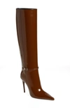 Saint Laurent 110mm Hacker Below-knee Boots In Cognac