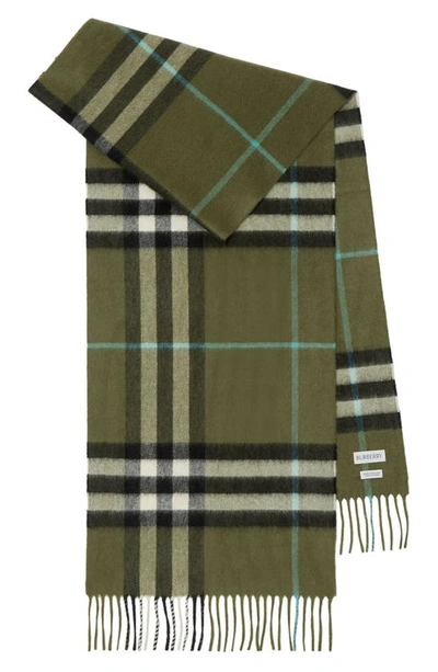 Burberry Giant Check Cashmere Scarf In Shrub