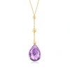 Ross-simons Amethyst Drop Necklace In 14kt Yellow Gold In Purple