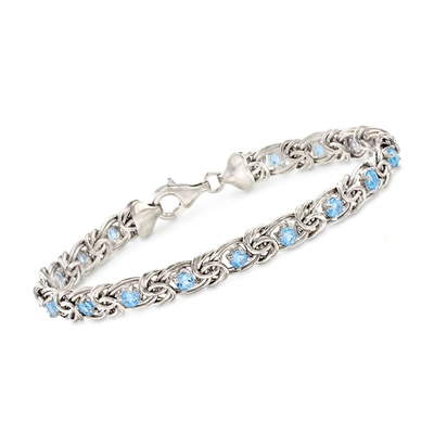 Ross-simons Sky Blue Topaz Byzantine Bracelet In Sterling Silver In Metallic