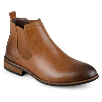 Vance Co. Landon Mens Faux Leather Stretch Chelsea Boots In Light Brown