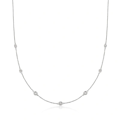 Ross-simons Diamond Station Necklace In 14kt Yellow Gold In White