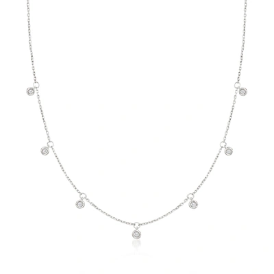 Rs Pure Ross-simons Bezel-set Diamond Dangle Necklace In Sterling Silver