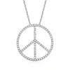 Ross-simons Diamond Peace Sign Pendant Necklace In Sterling Silver In Multi