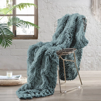 Modern Threads Luxury Reina Chunky Knit Acrylic Bed Sofa Throw In Khaki
