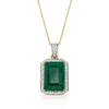 Ross-simons Emerald And . Diamond Pendant Necklace In 14kt Yellow Gold In Green