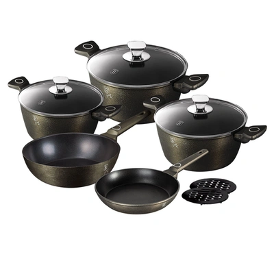 Berlinger Haus 10-piece Kitchen Cookware Set Crystal Collection In Black