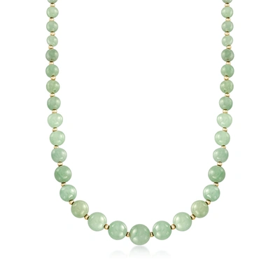 Ross-simons 6-12mm Green Jade Bead Necklace With 14kt Yellow Gold