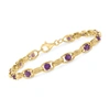 Ross-simons Amethyst Oval-link Bracelet In 14kt Yellow Gold In White