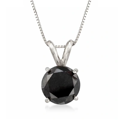 Ross-simons Black Diamond Solitaire Necklace In 14kt White Gold