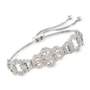 Ross-simons Diamond Openwork Bolo Bracelet In Sterling Silver In Silver