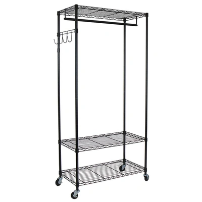 Oceanstar Garment Rack With Adjustable Shelves With Hooks