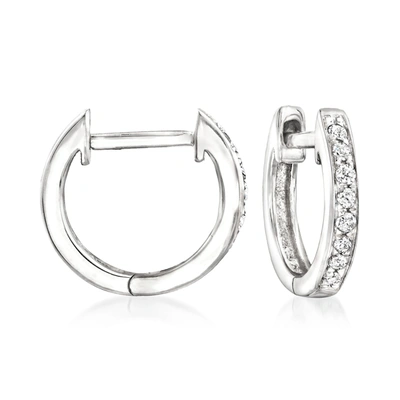 Ross-simons Diamond Huggie Hoop Earrings In 14kt White Gold In Silver