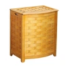 OCEANSTAR NATURAL FINISHED BOWED FRONT VENEER LAUNDRY WOOD HAMPER WITH INTERIOR BAG