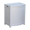 OCEANSTAR WHITE FINISHED BOWED FRONT VENEER LAUNDRY WOOD HAMPER WITH INTERIOR BAG