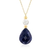 ROSS-SIMONS CULTURED PEARL AND SAPPHIRE NECKLACE IN 14KT YELLOW GOLD