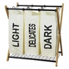 Oceanstar X-frame Bamboo 3-bag Laundry Sorter, White