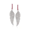 Ross-simons Ruby And . Diamond Angel Wing Drop Earrings In Silver