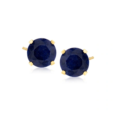 Ross-simons Sapphire Martini Stud Earrings In 14kt Yellow Gold In Blue