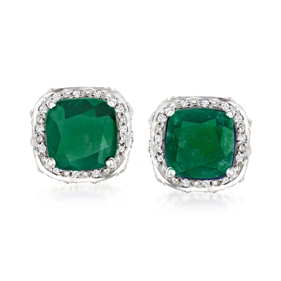 Ross-simons Sapphire And . White Topaz Double-frame In Sterling Silver In Green