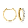 Ross-simons Diamond Huggie Hoop Earrings In 14kt White Gold In Gold