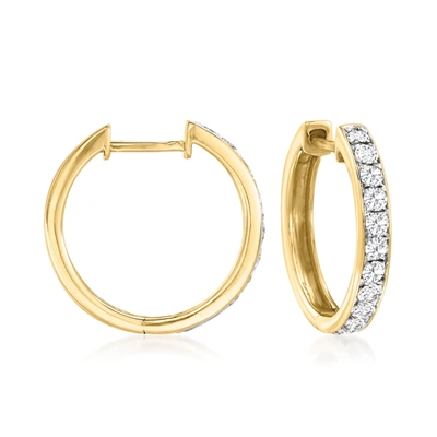 Ross-simons Diamond Huggie Hoop Earrings In 14kt White Gold