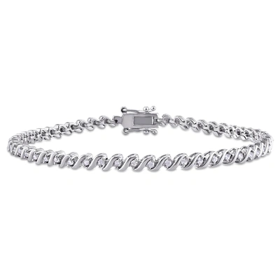 Mimi & Max 1/2ct Tdw Diamond S-shape Tennis Bracelet In Sterling Silver