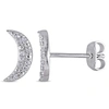 Mimi & Max 1/10ct Tdw Diamond Crescent Earrings In Sterling Silver In Silver