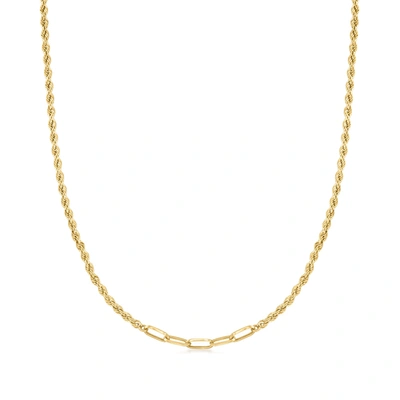 Canaria Fine Jewelry Canaria 10kt Yellow Gold Paper Clip Link Center Rope Chain Necklace