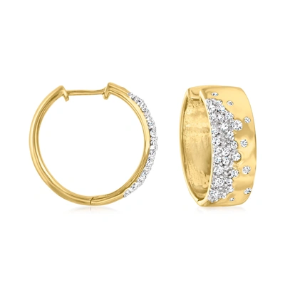 Ross-simons Scattered Diamond Hoop Earrings In 18kt Gold Over Sterling