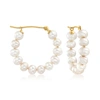 Ross-simons 4-5mm Cultured Pearl Hoop Earrings In 14kt Yellow Gold In White