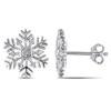 Mimi & Max Diamond Snowflake Stud Earrings In Sterling Silver In Silver