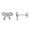 Mimi & Max Diamond Bow Stud Earrings In Sterling Silver In Silver