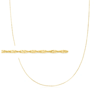 Ross-simons 1mm 14kt Yellow Gold Singapore Chain Necklace In White