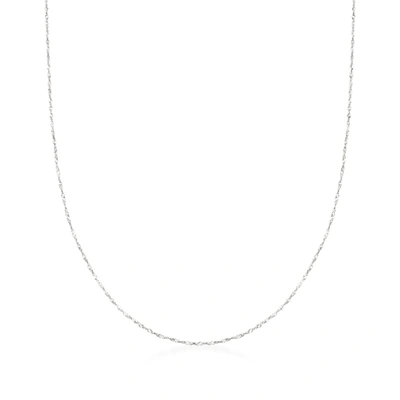Ross-simons Italian .8mm 14kt White Gold Adjustable Slider Singapore Chain In Silver