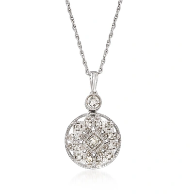 Ross-simons Diamond Openwork Pendant Necklace In Sterling Silver