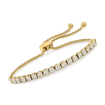 Ross-simons Diamond Cluster Bolo Bracelet In 18kt Gold Over Sterling In White