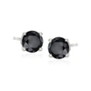 Ross-simons Black Diamond Stud Earrings In Sterling Silver In Black