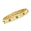 ROSS-SIMONS EMERALD AND . DIAMOND BANGLE BRACELET IN 18KT GOLD OVER STERLING