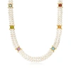 ROSS-SIMONS 4.5-5.5MM CULTURED PEARL 2-STRAND NECKLACE WITH MULTI-GEMSTONES IN 18KT GOLD OVER STERLING