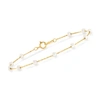 Rs Pure Ross-simons 3-3.5mm Cultured Pearl Station Bracelet In 14kt Yellow Gold In White