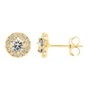 A & M 14k Yellow Gold 8mm Cz Halo Stud Earrings, With Pushback, Women's, Unisex In Silver